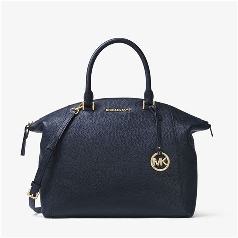 Michael Kors Riley Leather Navy Satchel 